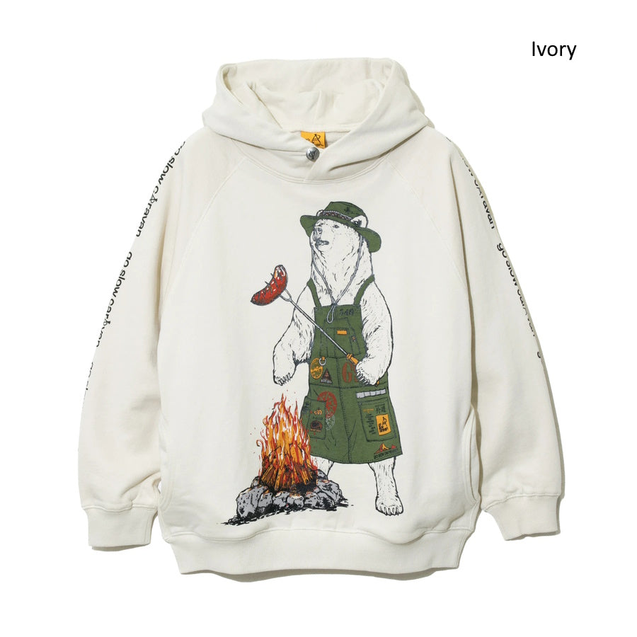 go slow caravan ゴースローキャラバン 空紡糸裏毛 焚き火アニマルプルパーカー クマ (MENS/WOMENS) 秋冬 メンズ レディース