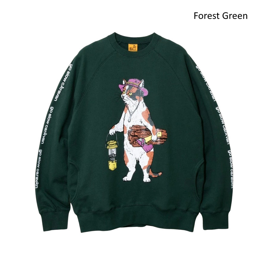 go slow caravan ゴースローキャラバン 空紡糸裏毛 キャンパーアニマルラグランクルースウェット(MENS/WOMENS) 秋冬 メンズ レディース