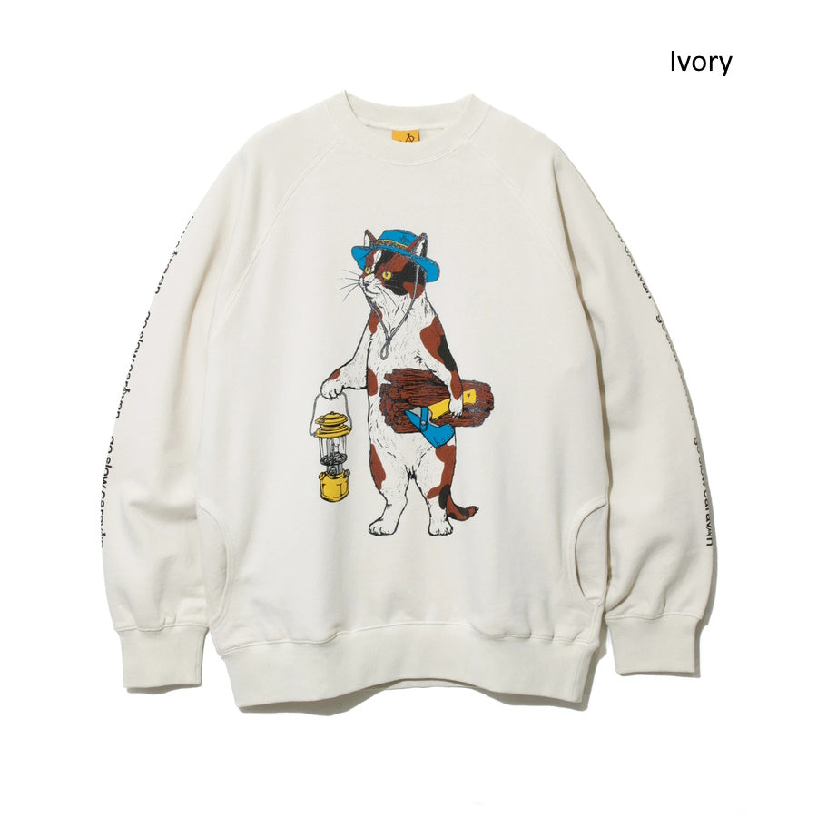 go slow caravan ゴースローキャラバン 空紡糸裏毛 キャンパーアニマルラグランクルースウェット(MENS/WOMENS) 秋冬 メンズ レディース
