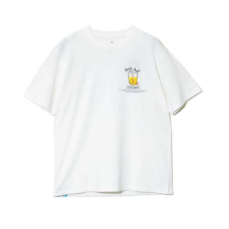 go slow caravan ゴースローキャラバン猫と麦酒TEE~麦酒風呂~ (MENS/WOMENS)