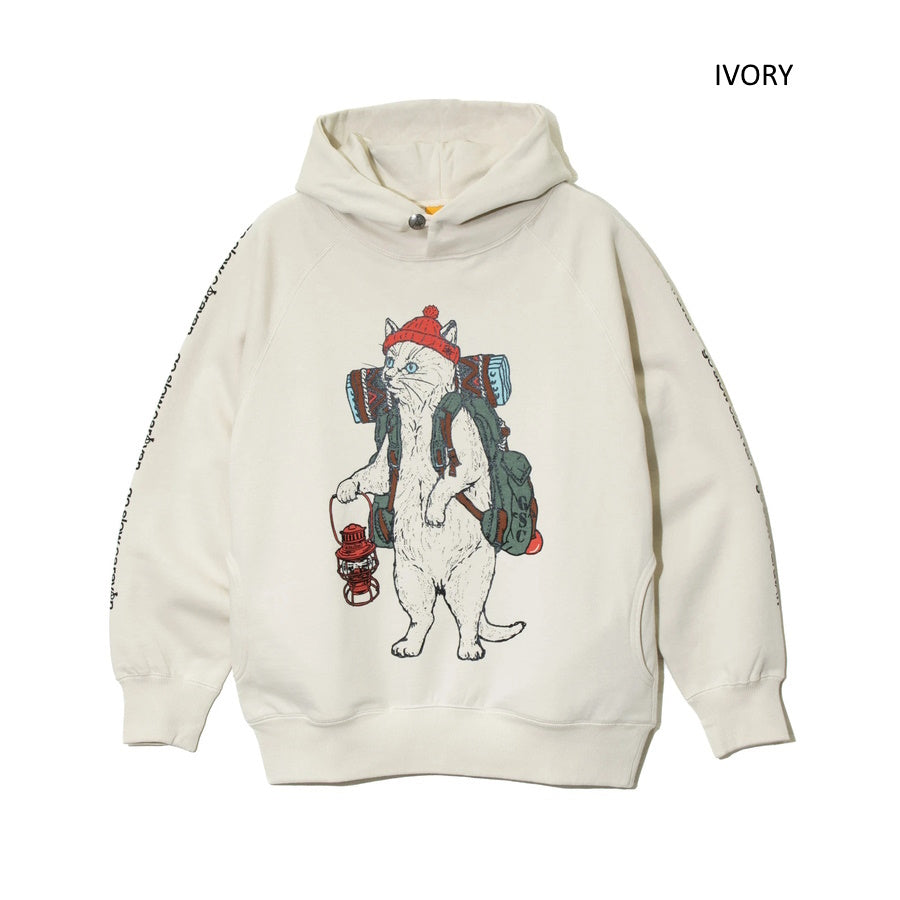 go slow caravan ゴースローキャラバン 空紡糸裏毛 野営猫 プルパーカー (MENS/WOMENS) メンズ レディース 秋冬