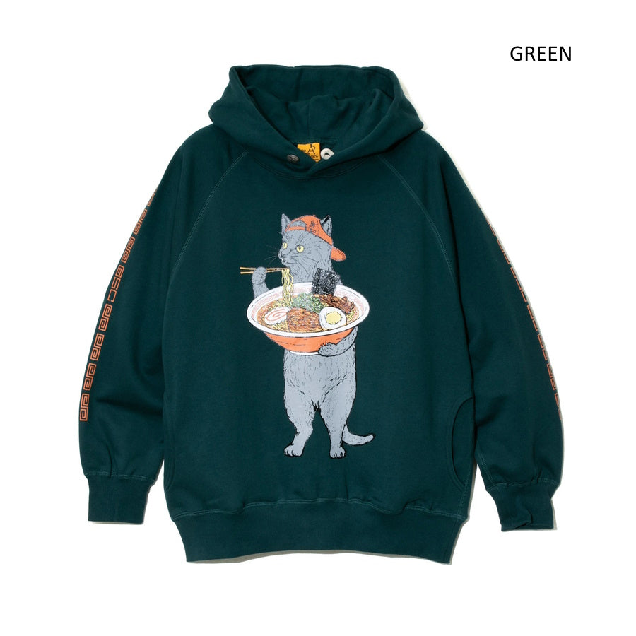 go slow caravan ゴースローキャラバン 空紡糸裏毛 中華そば猫 プルパーカー (MENS/WOMENS) メンズ レディース 秋冬