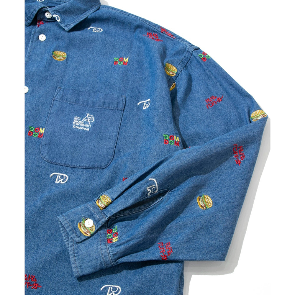 go slow caravan ゴースローキャラバン 【DOMDOM×GSC】綿レーヨンデニムL/Sシャツ (MENS)