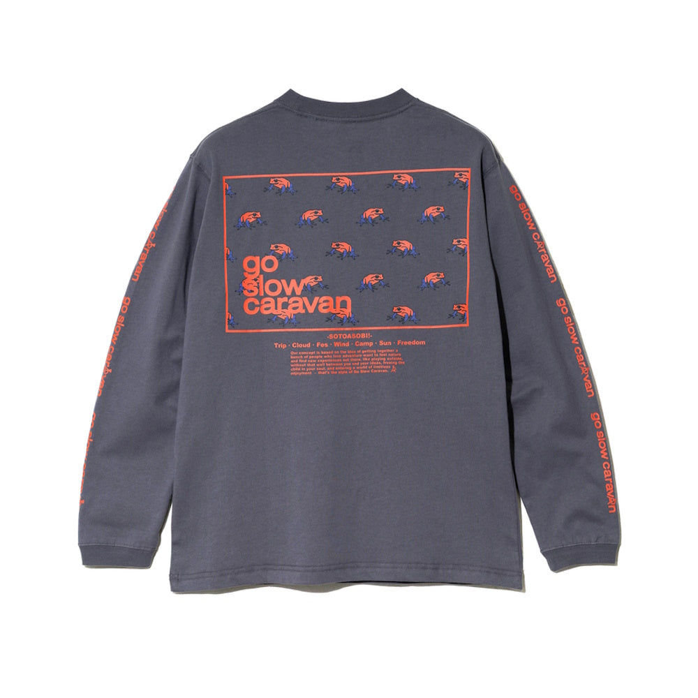 go slow caravan ゴースローキャラバン USA/C スクエアLOGOバックプリントロングスリーブ TEE (MENS)