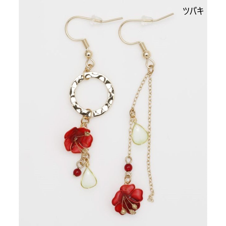 チャイハネ・amina 倭物や カヤ クリックポスト発送!四季の花ピアス 彼岸花 椿 桜 菖蒲 藤 水仙 鈴蘭 向日葵