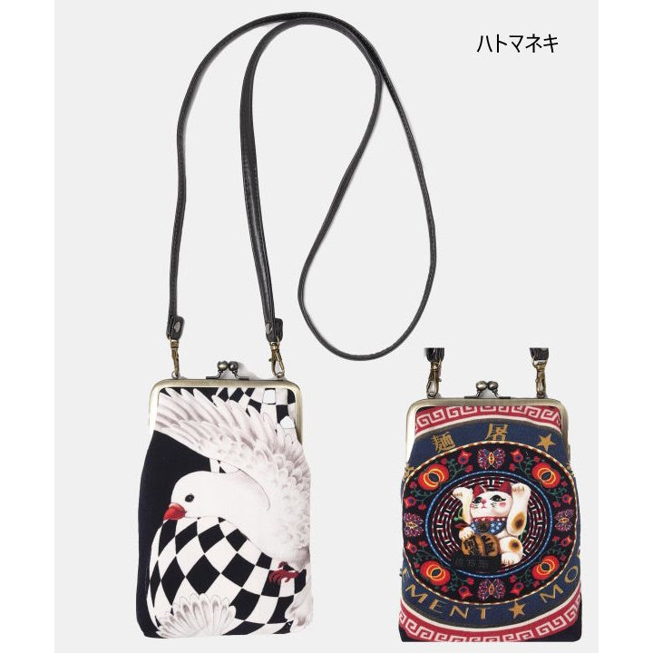 倭物やカヤ 携帯がま口ショルダー《重宗玉緒×倭物やカヤ》 スマホポーチ 和装