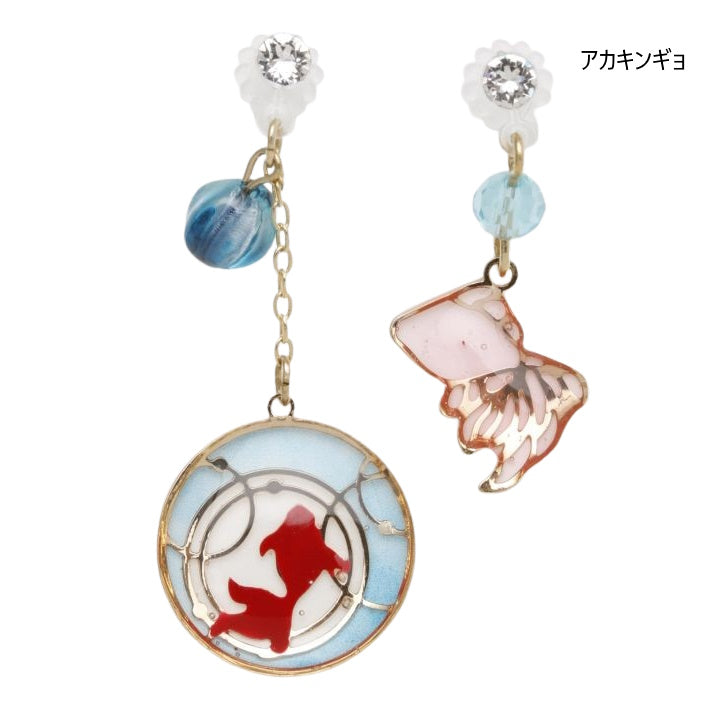 チャイハネ・amina 倭物や カヤ クリックポスト発送!透かし和ピアス 金魚 桜