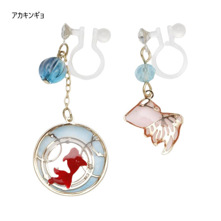 チャイハネ・amina 倭物や カヤ クリックポスト発送!透かし和イヤリング 桜 金魚