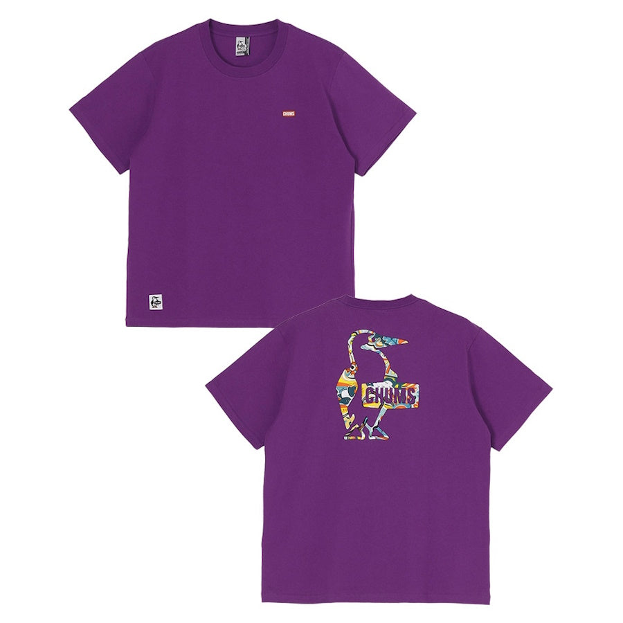 CHUMS チャムス ブービーロゴハッピーレインボーTシャツ Booby Logo Happy Rainbow T-ShirtメンズM メンズL メンズXL パープル