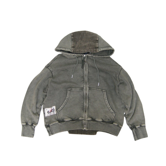 go slow caravan ゴースローキャラバン MIX FAB ルーズスウェットZIPパーカー HARD PIGMENT DYE (MENS)メンズ 秋冬 356103 KHAKI