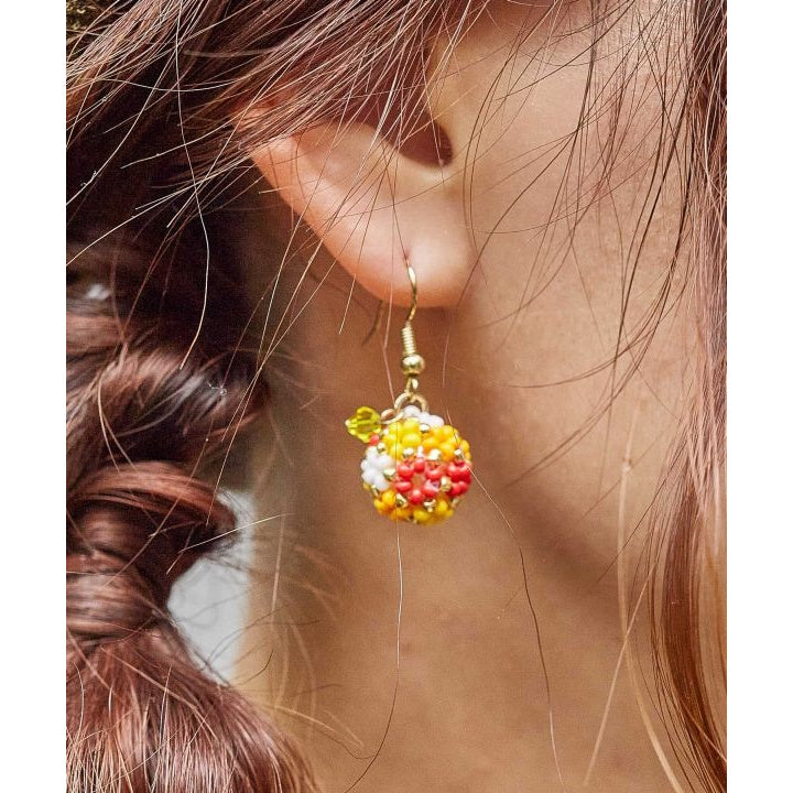 チャイハネ フラワーボールピアス ビーズ フックピアス