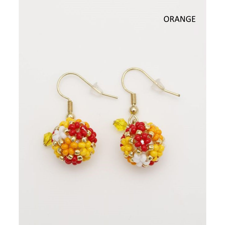 チャイハネ フラワーボールピアス ビーズ フックピアス