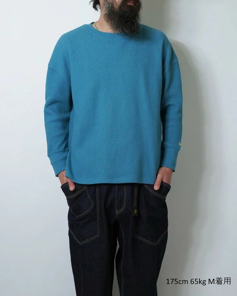 GOHEMPゴーヘンプ HEMP WAFFFLE WIDE CREW メンズ サーマル ワッフル ワイドシルエット ドロップショルダー