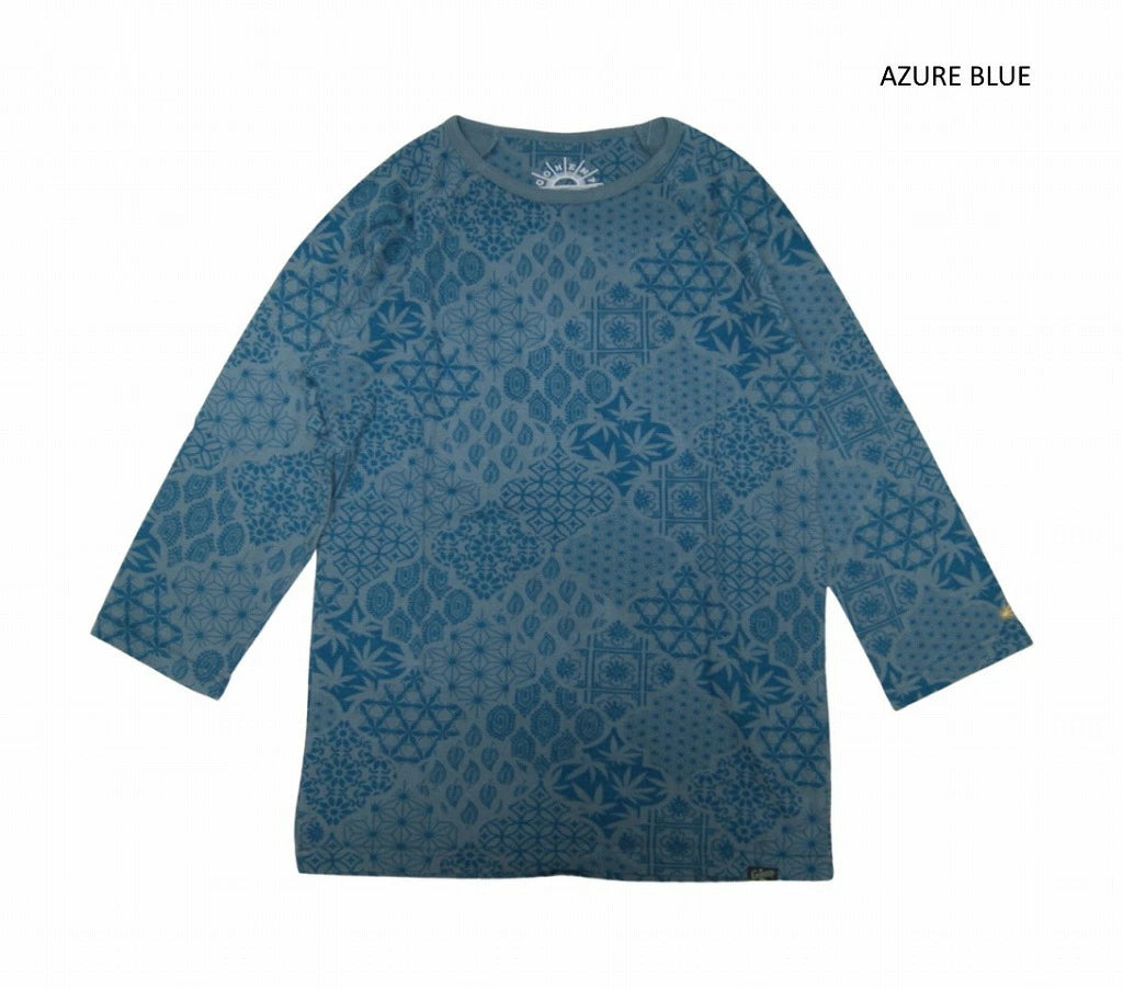 GOHEMP ゴーヘンプ BASE BALL SLEEVE CREW 総柄 ベースボールスリーブTシャツ メンズ レディース 9分袖Tシャツ インナー 秋冬 ラグラン