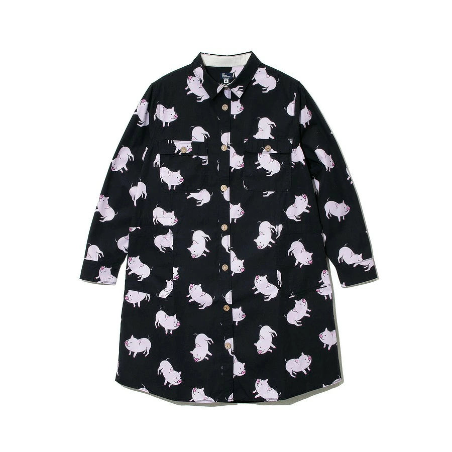go slow caravan ゴースローキャラバン<br>ブタ/レオパードゲッコー シャツワンピース レディース 秋冬