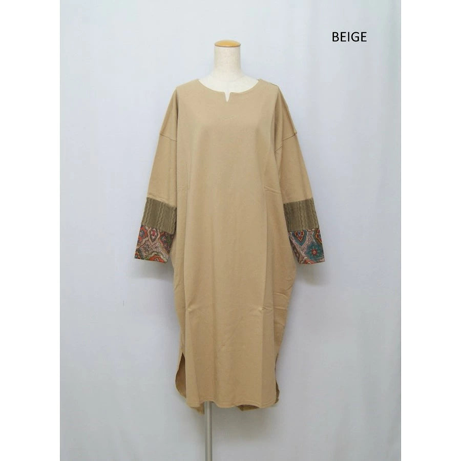 チャイハネ アミナコレクション ラダリワンピース 秋冬 パッチワーク BEIGE