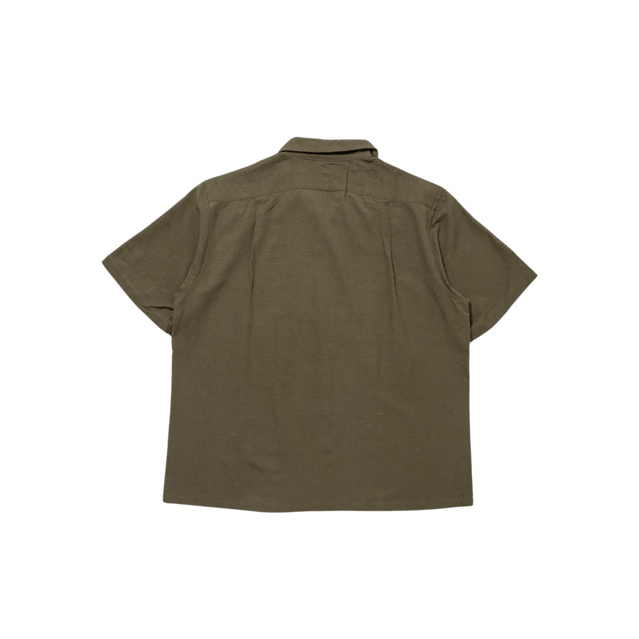 GOHEMP ゴーヘンプ OPEN MIND SHIRTS 麻柄刺しゅう ヘンプ シャツ 春夏 半袖シャツ BLACK OLIVE