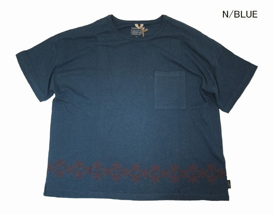 ヘンプ&オーガニックコットン ワイドポケットTシャツGO HEMPWIDE PK TEE / H/OC JERSEY 麻柄刺繍 メンズM、L