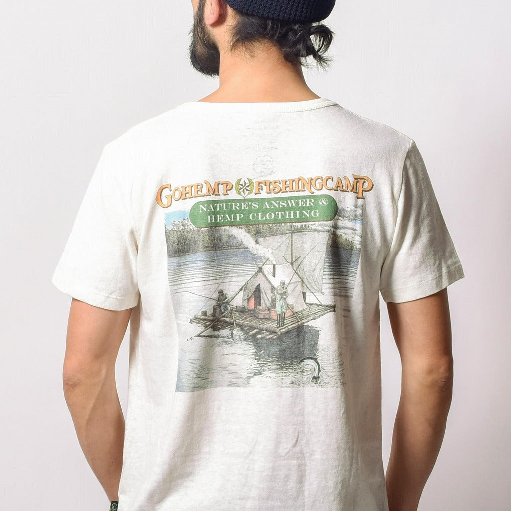 ヘンプ、オーガニックコットン アウトドア キャンプ フェスGO HEMP ゴーヘンプFISHING CAMP S/SL TEE/CAMP SERIES フィッシングキャンプTシャツ