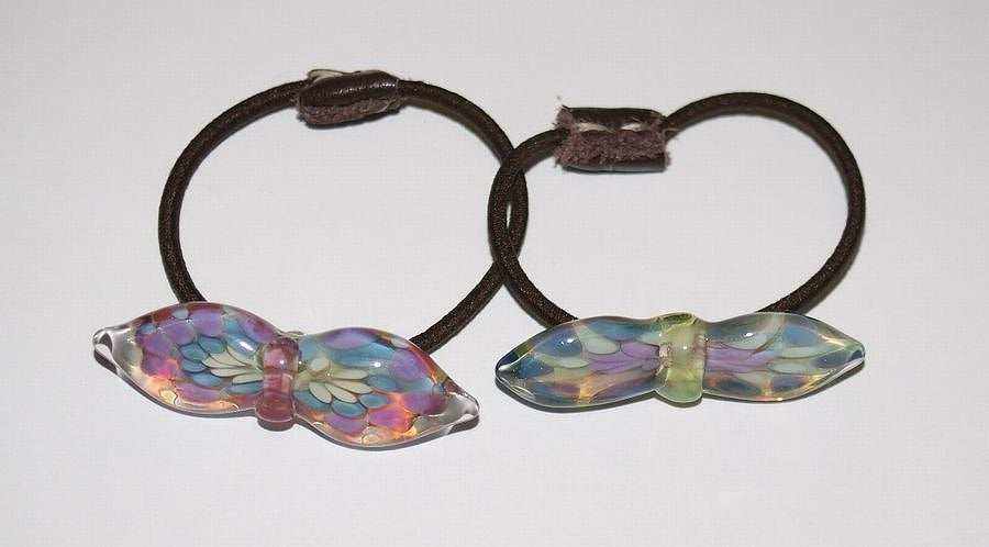 ハンドメイドのガラスアクセサリークリックポスト発送Euony-Glass ユーオニーグラス ヘアゴム リボン