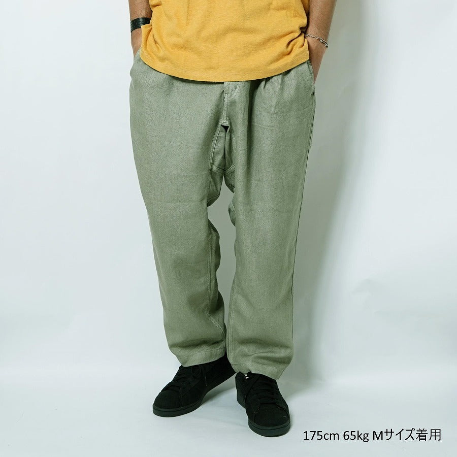 ヘンプと廃棄ペットボトルの再利用繊維を混紡した生地を使用 GOHEMP ゴーヘンプ ONE TUCK ACTIVE PANTS ワンタックアクティブパンツ 9分丈パンツ