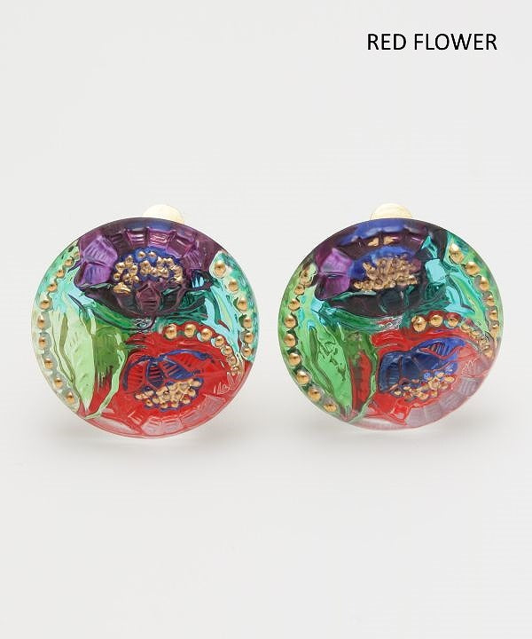 チャイハネ・amina ・欧州航路クリックポスト発送!チェコガラス18イヤリング ガラスボタン チェコ