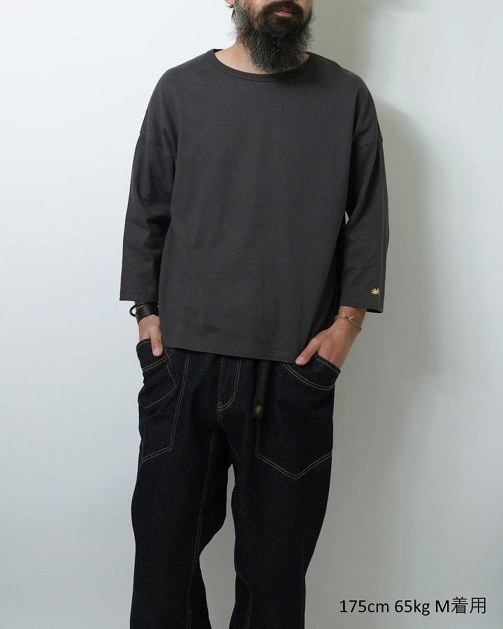 ヘンプ&オーガニックコットン GOHEMP ゴーヘンプROUND LOOSE TEE ラウンドルーズTシャツ メンズM メンズL 7分袖 ドロップショルダー