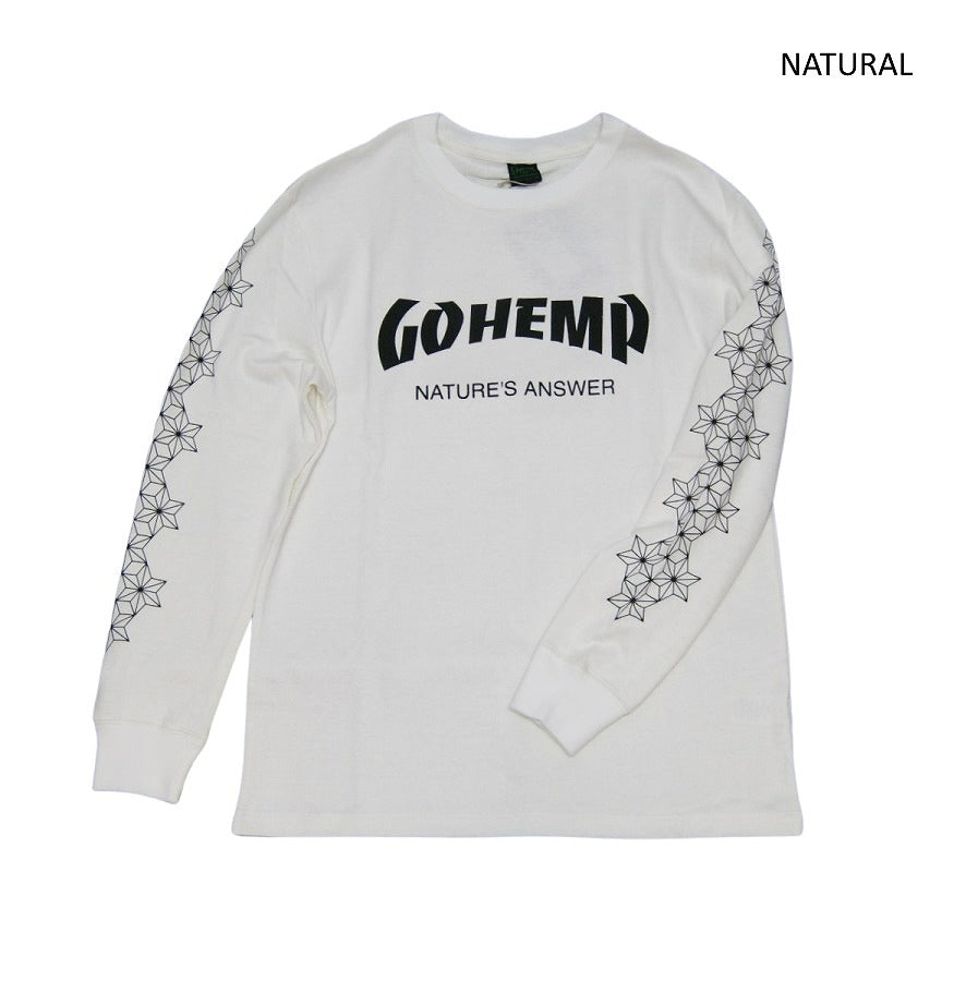 PRINT HEMP TEE ヘンププリントTシャツGOHEMP ゴーヘンプメンズロングスリーブTシャツ NATURE S ANSER L/S TEE メンズ長袖 春夏 麻柄