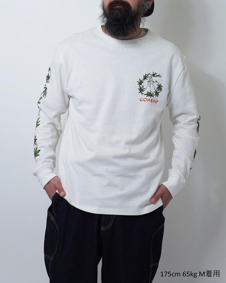 PRINT HEMP TEE ヘンププリントTシャツGOHEMP ゴーヘンプメンズベーシックロングスリーブTシャツ 大麻良品 L/SL TEE メンズ長袖 春夏