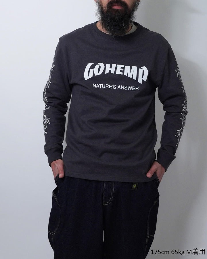 PRINT HEMP TEE ヘンププリントTシャツGOHEMP ゴーヘンプメンズロングスリーブTシャツ NATURE S ANSER L/S TEE メンズ長袖 春夏 麻柄