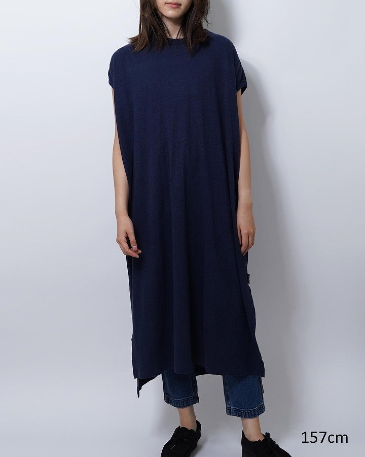 ヘンプ×オーガニックコットンのルーズ感のあるワンピースGOHEMP ゴーヘンプ HONEY SLEEVE-LES OP ハニースリーブレスワンピース ビッグシルエット ワンピース