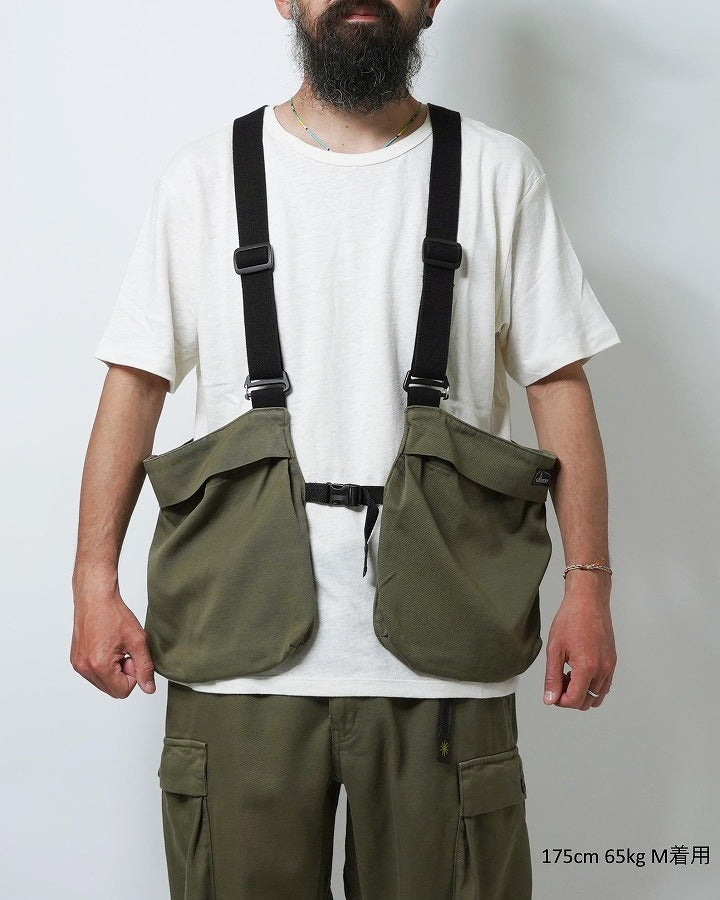 リサイクルポリを使用した拘りのオリジナル生地を使用したシリーズGOHEMP ゴーヘンプTRAVEL CARGO VEST トラベルカーゴベスト キャンプ アウトドア