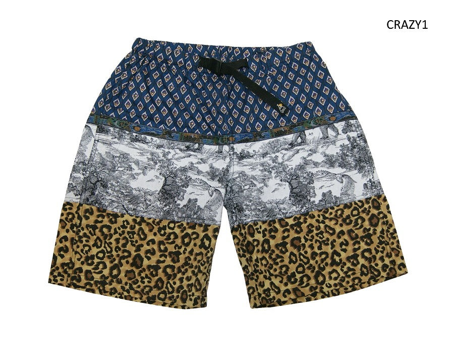 生地の組み合わせたオリジナルショーツgo slow caravan ゴースローキャラバンVARIOUS FABRICS EASY SHORTS (MENS) メンズM メンズL ヒョウ柄 アニマル柄 ショートパンツ 春夏