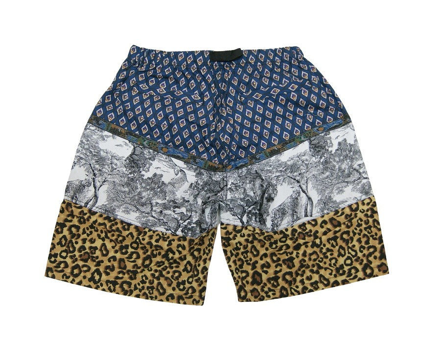 生地の組み合わせたオリジナルショーツgo slow caravan ゴースローキャラバンVARIOUS FABRICS EASY SHORTS (MENS) メンズM メンズL ヒョウ柄 アニマル柄 ショートパンツ 春夏
