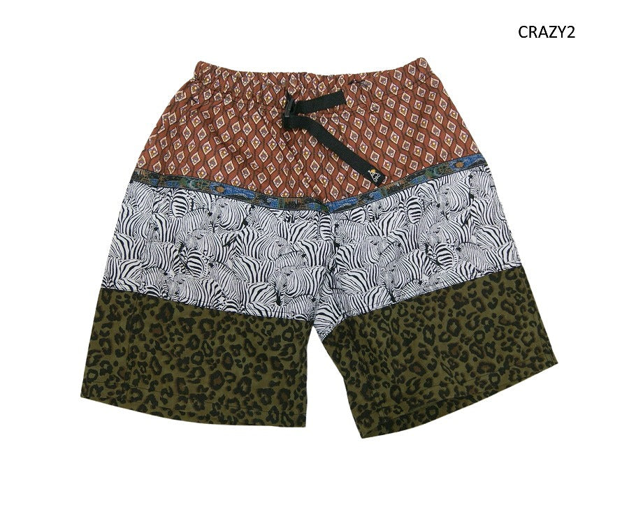 生地の組み合わせたオリジナルショーツgo slow caravan ゴースローキャラバンVARIOUS FABRICS EASY SHORTS (MENS) メンズM メンズL ヒョウ柄 アニマル柄 ショートパンツ 春夏