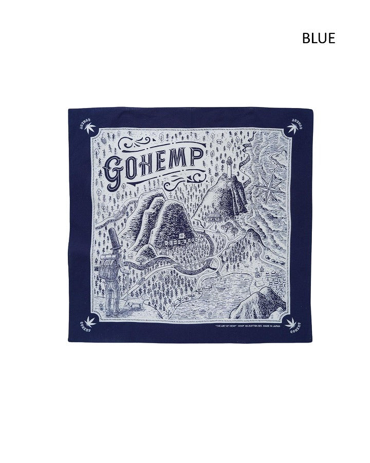 コットン82%ヘンプ18%から成る清涼感あるオリジナル生地クリックポスト発送 GOHEMP ゴーヘンプ Sunday Morning Hike BANDANA バンダナ マルチクロス