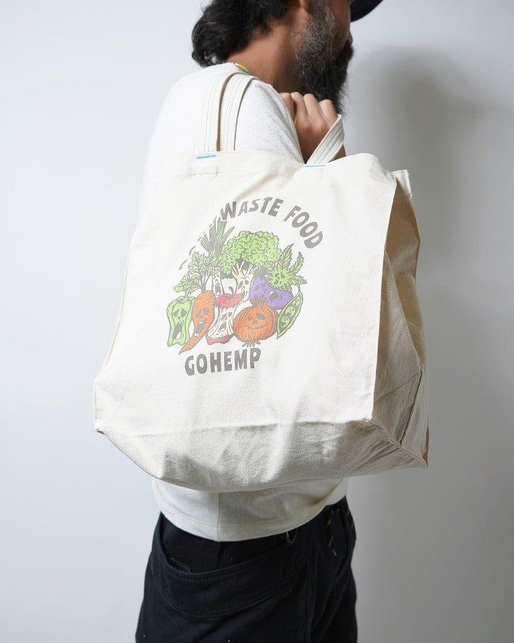 HELLO NATUREをテーマにアーティストとのコラボレーションクリックポスト発送 GOHEMP ゴーヘンプ ECO BAG VEGE&HERB LOGO DON’T WASTE FOOD PARADISE ALLEY BREAD&CO. エコバッグ