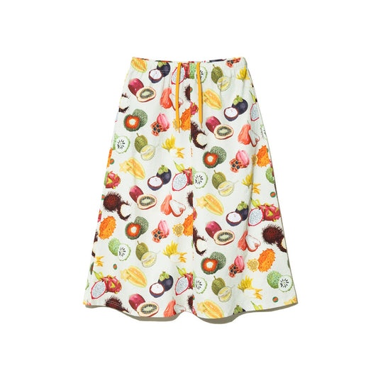 go slow caravan ゴースローキャラバン ストレッチサッカー総柄スカート (WOMENS)アイボリー：トロピカルフルーツ