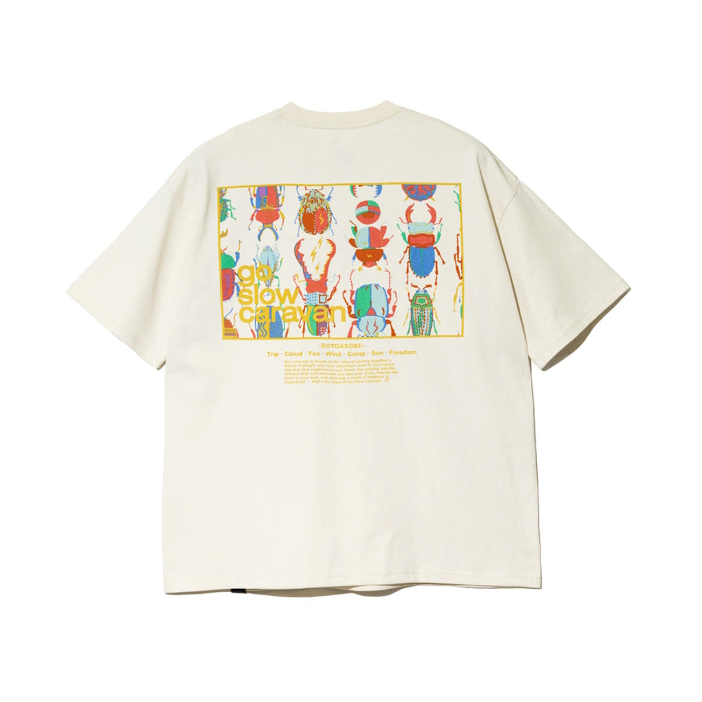 go slow caravan ゴースローキャラバン USA/C スクエアLOGOバックプリントゆったりTEE