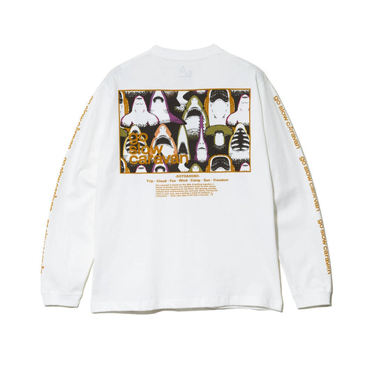 go slow caravan ゴースローキャラバン USA/C スクエアLOGOバックプリントロングスリーブ TEE (MENS)