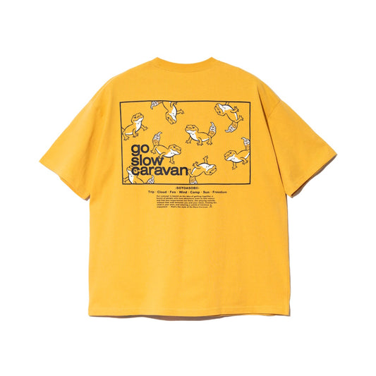 go slow caravan ゴースローキャラバン USA/C スクエアLOGOバックプリントゆったりTEE