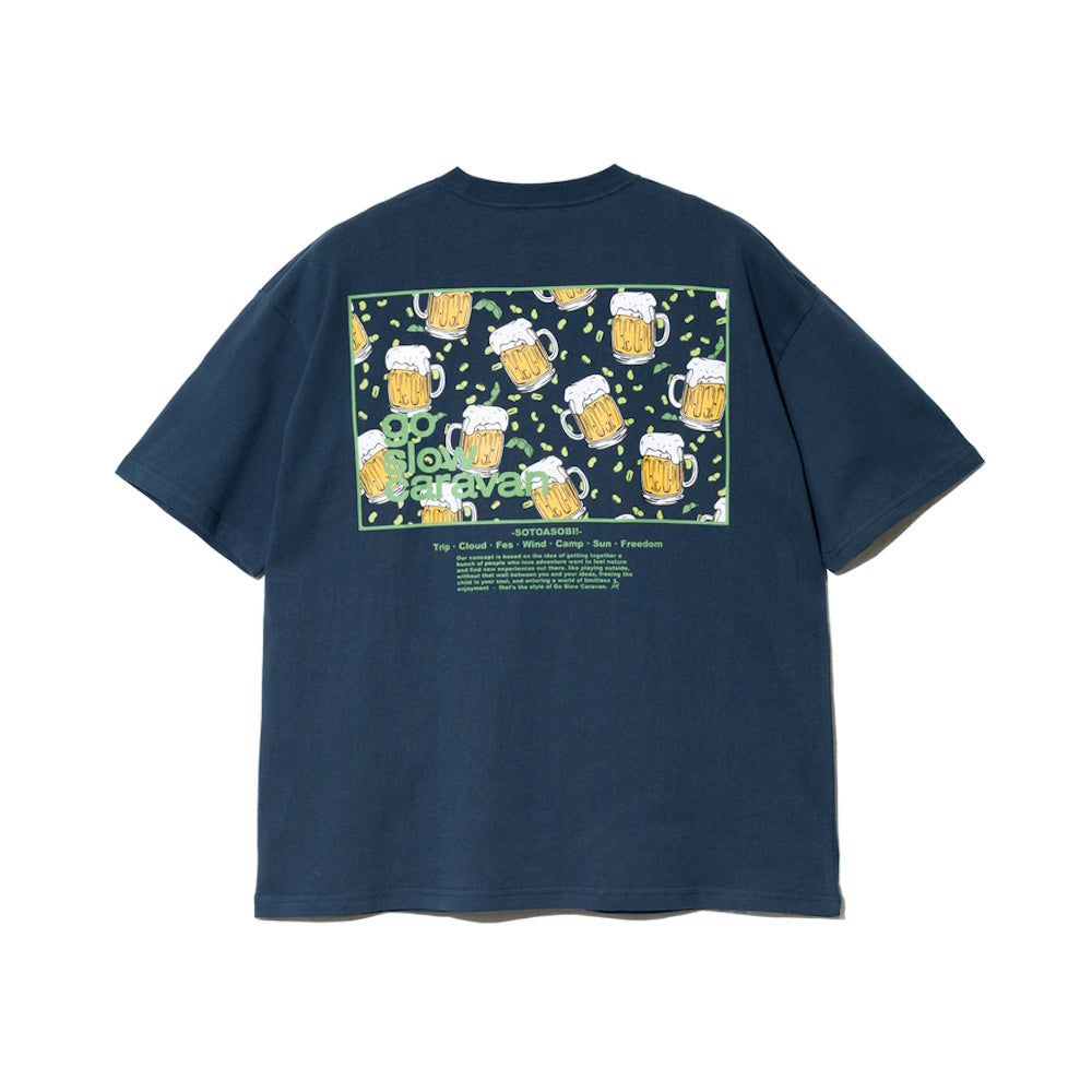 go slow caravan ゴースローキャラバン USA/C スクエアLOGOバックプリントゆったりTEE