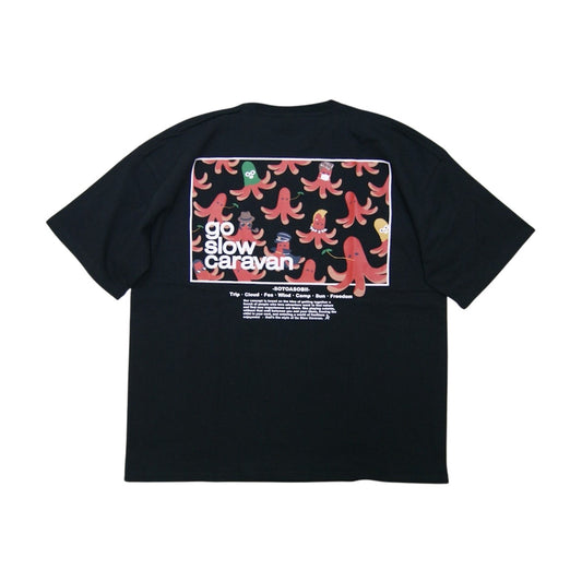 go slow caravan ゴースローキャラバン USA/C スクエアLOGOバックプリントゆったりTEE
