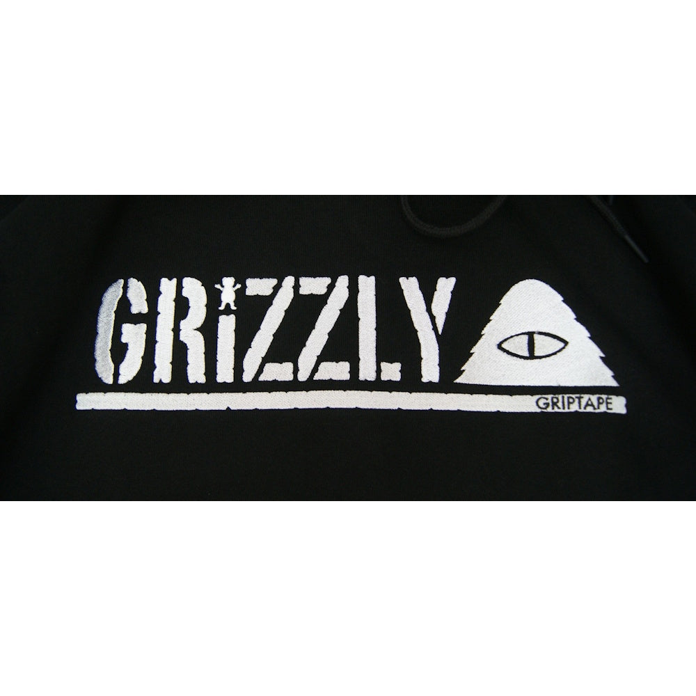 POLeR　STAMP EMB HOODIE　POLeR×GRIZZLY　BLACK