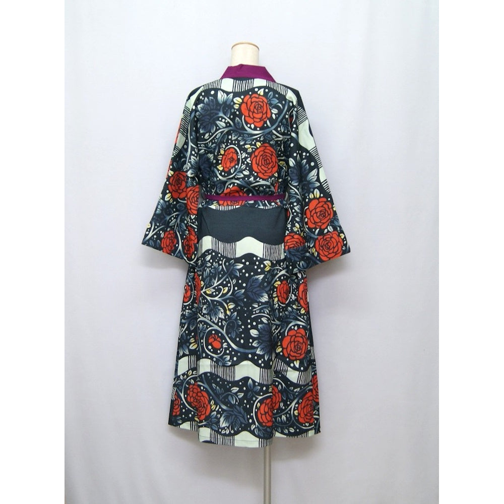 モダン着物ワンピース《重宗玉緒×倭物やカヤ》 秋冬 BK HATO GR