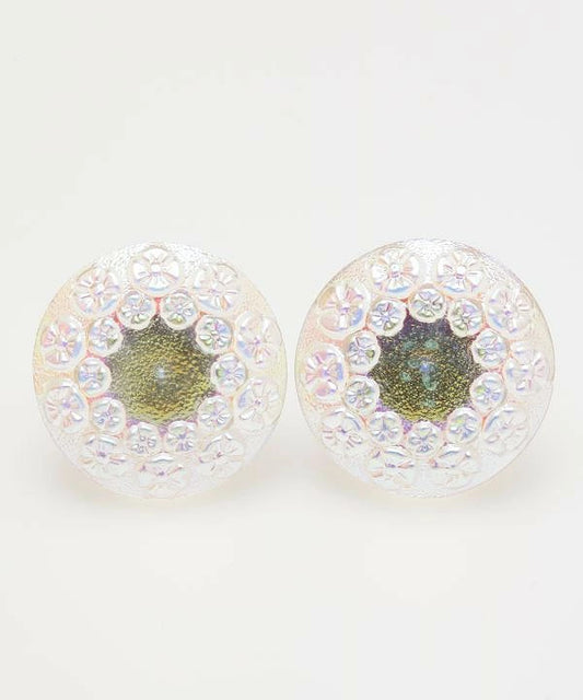 チャイハネ・amina ・欧州航路 チェコガラス18ピアス　ガラスボタン　チェコ