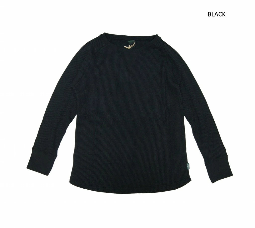GOHEMPゴーヘンプ　HEMP WAFFFLE WIDE CREW　メンズ　サーマル　ワッフル　ワイドシルエット　ドロップショルダー