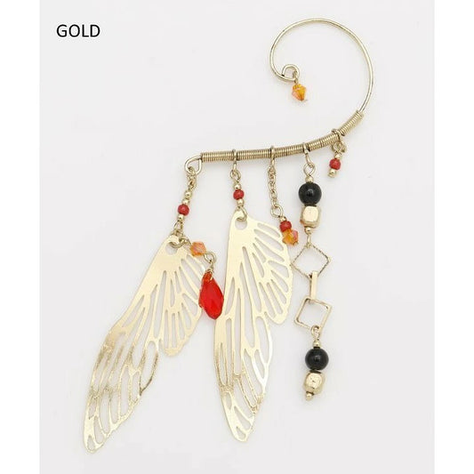 チャイハネ・amina チョウスカシノイヤーフック　羽根モチーフ　GOLD