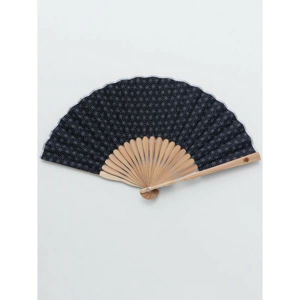 倭物やカヤ 【紳士】藍小紋扇子　麻の葉