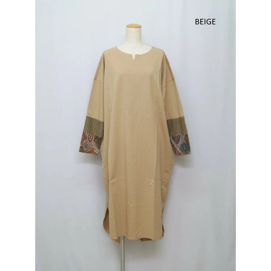 チャイハネ　アミナコレクション ラダリワンピース　秋冬　パッチワーク BEIGE